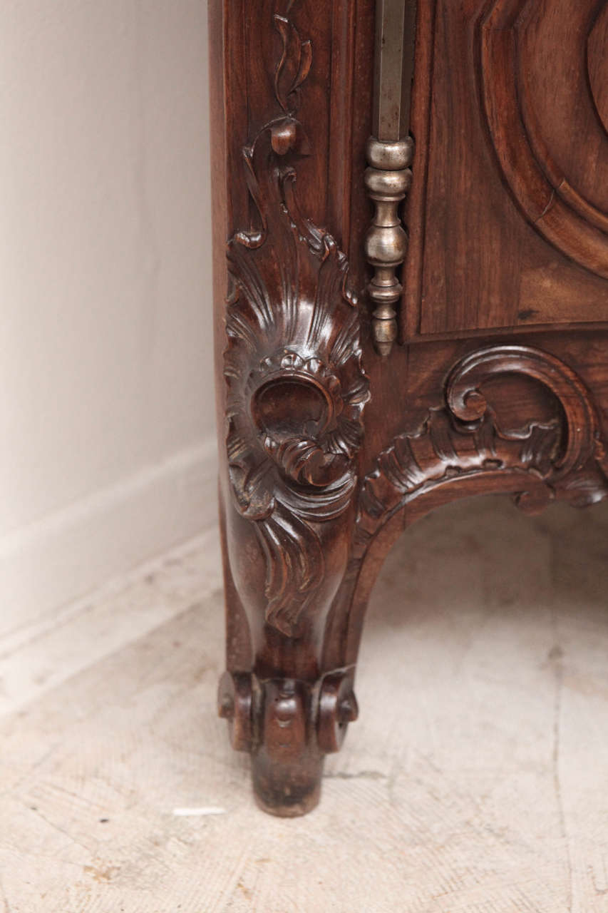 Pair of 19th Century French Walnut Carved Corner Cabinets 5