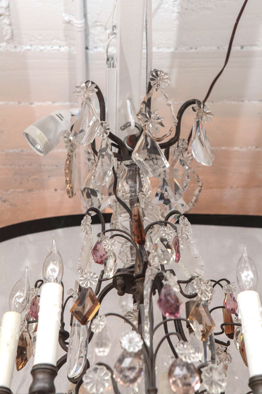 19th Century French Louis XV Style Multi Colored Crystal Chandelier For Sale 2