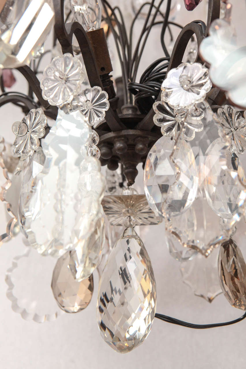 19th Century French Louis XV Style Multi Colored Crystal Chandelier For Sale 4
