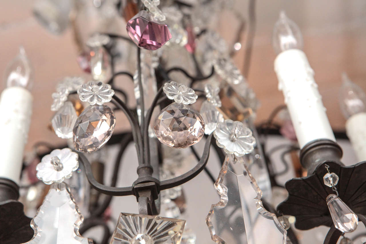 19th Century French Louis XV Style Multi Colored Crystal Chandelier For Sale 5