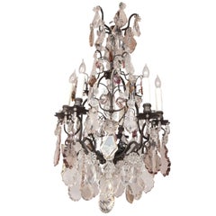 Antique 19th Century French Louis XV Style Multi Colored Crystal Chandelier