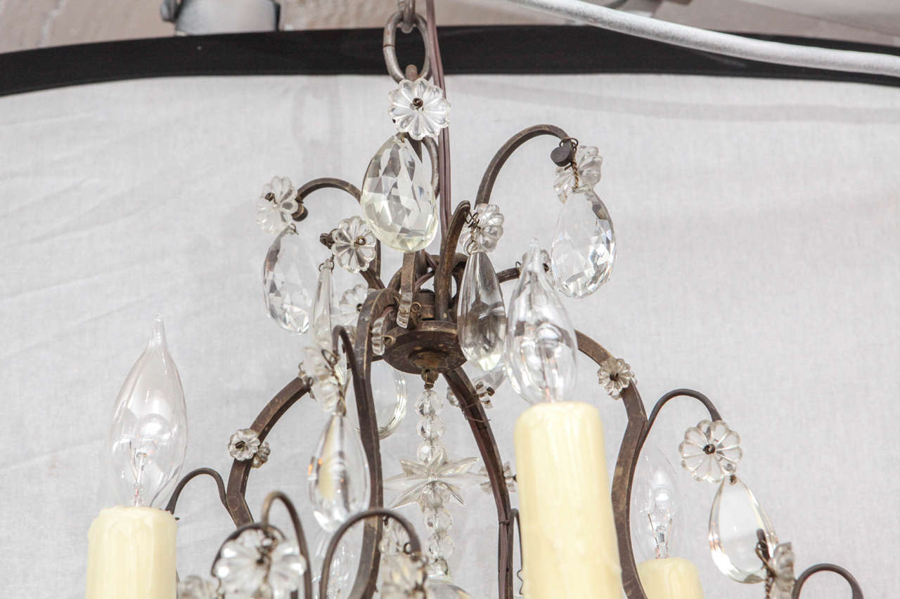1900s French Bronze and Crystal Chandelier 1