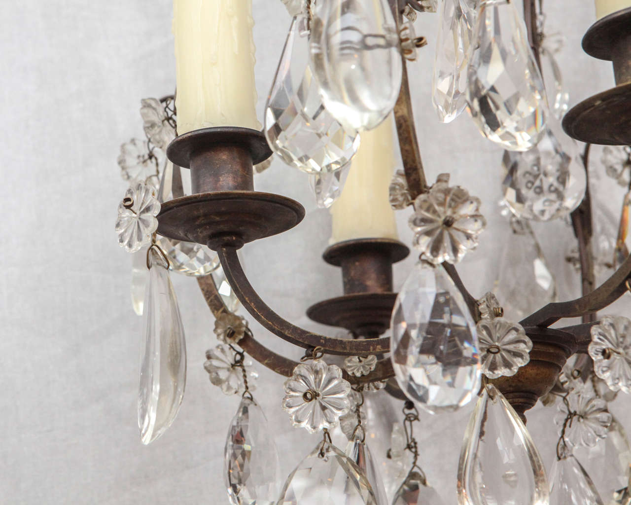 1900s French Bronze and Crystal Chandelier 3