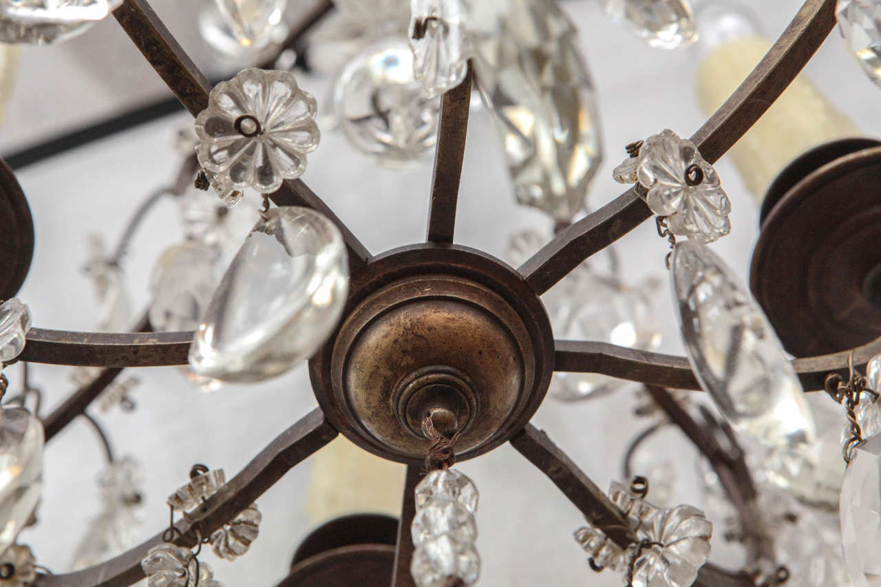 1900s French Bronze and Crystal Chandelier 5