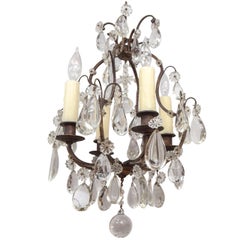 1900s French Bronze and Crystal Chandelier