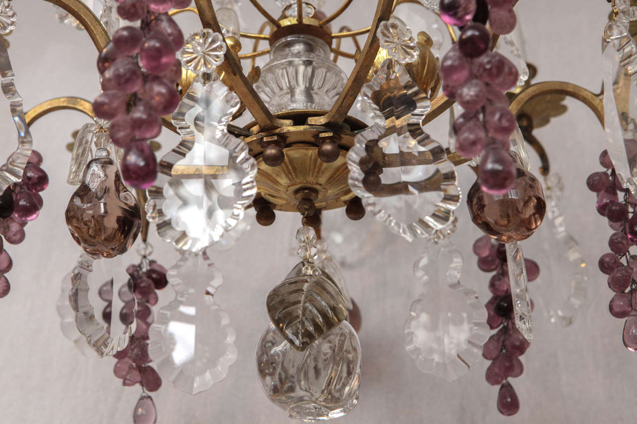 19th Century French Dore Bronze Crystal Chandelier with Fruit Detail For Sale 3