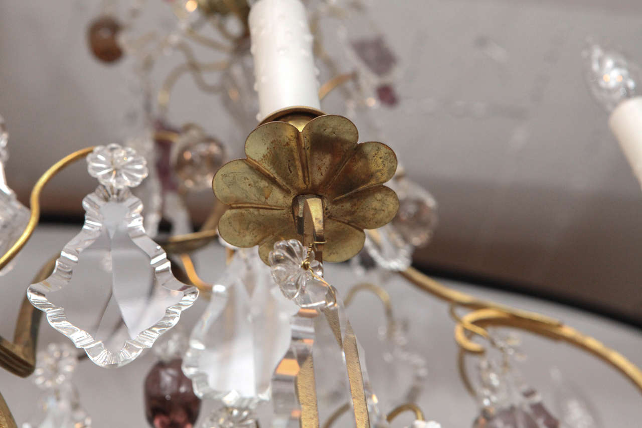 19th Century French Dore Bronze Crystal Chandelier with Fruit Detail For Sale 6