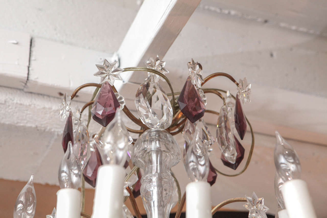19th Century French Dore Bronze Two-Tiered Crystal Chandelier For Sale 1