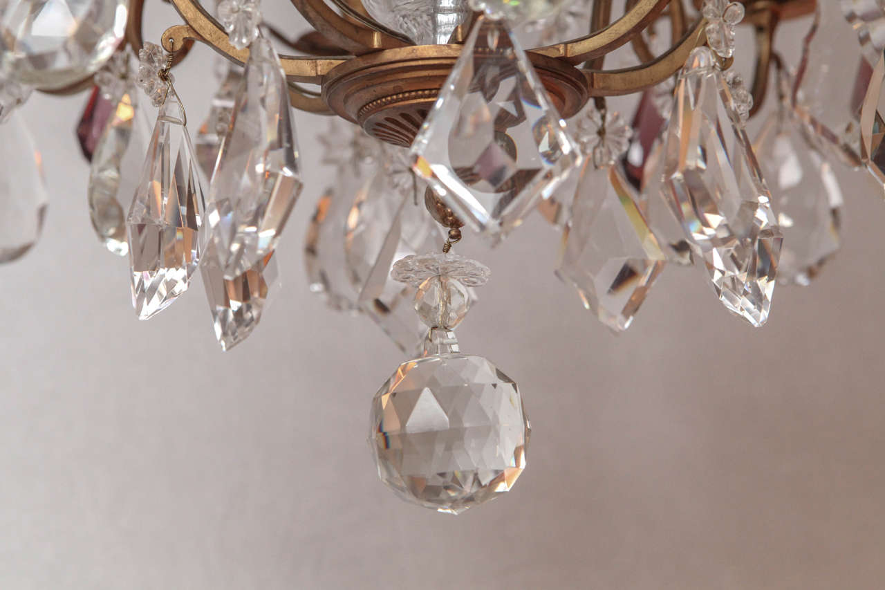 19th Century French Dore Bronze Two-Tiered Crystal Chandelier For Sale 3