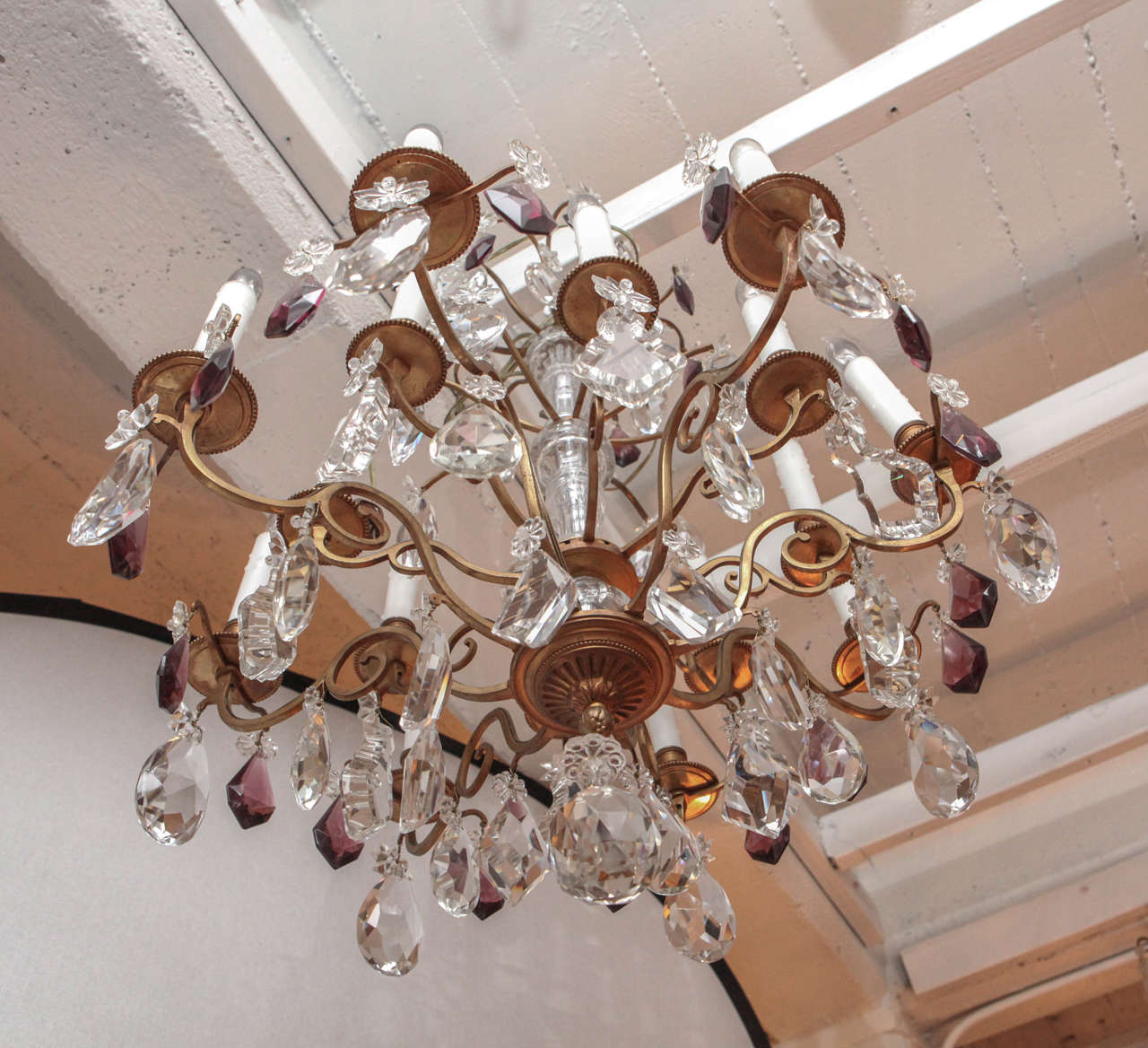 19th Century French Dore Bronze Two-Tiered Crystal Chandelier For Sale 6