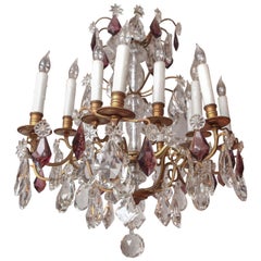 Antique 19th Century French Dore Bronze Two-Tiered Crystal Chandelier