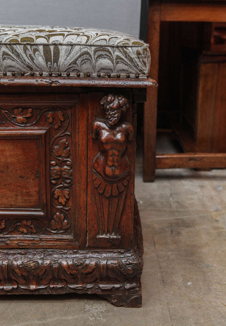 18th Century Italian Walnut Cassone with Upholstered Top 1