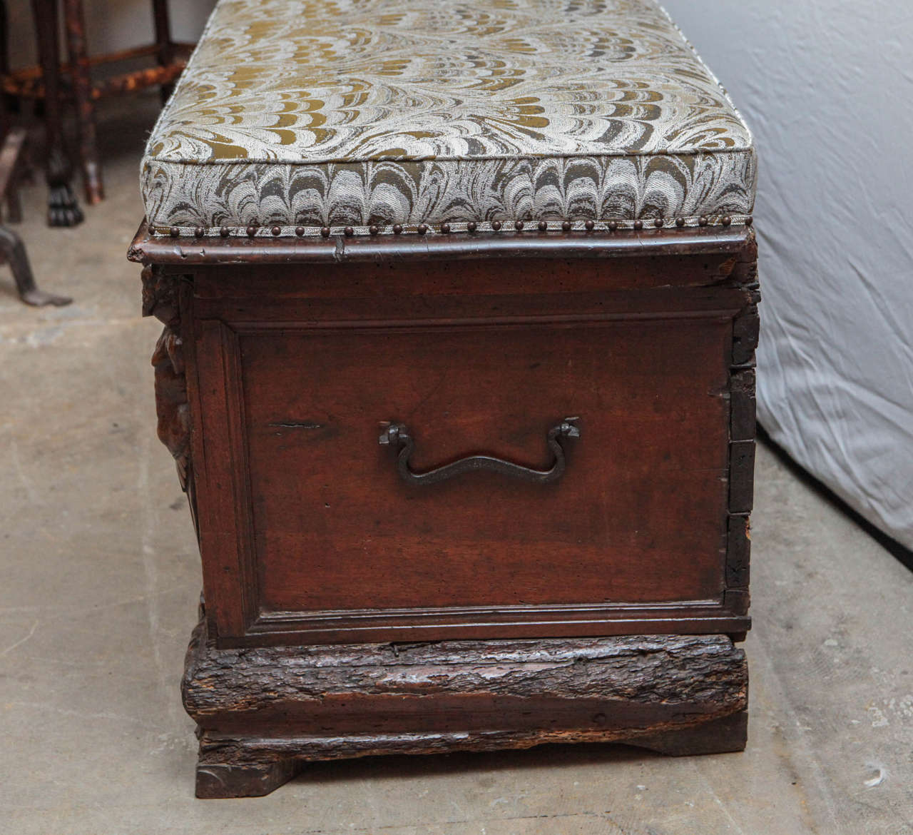 18th Century Italian Walnut Cassone with Upholstered Top 2