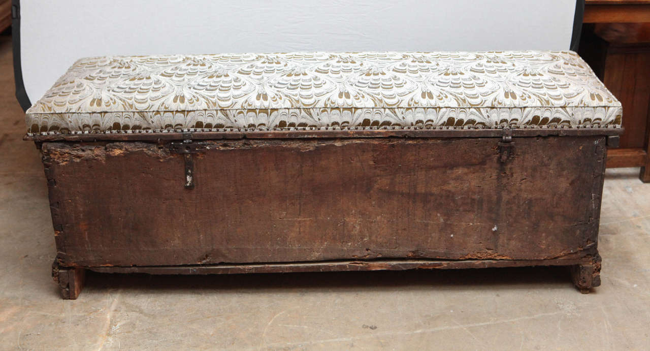 18th Century Italian Walnut Cassone with Upholstered Top 5