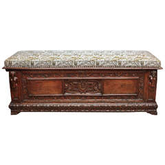 18th Century Italian Walnut Cassone with Upholstered Top 3