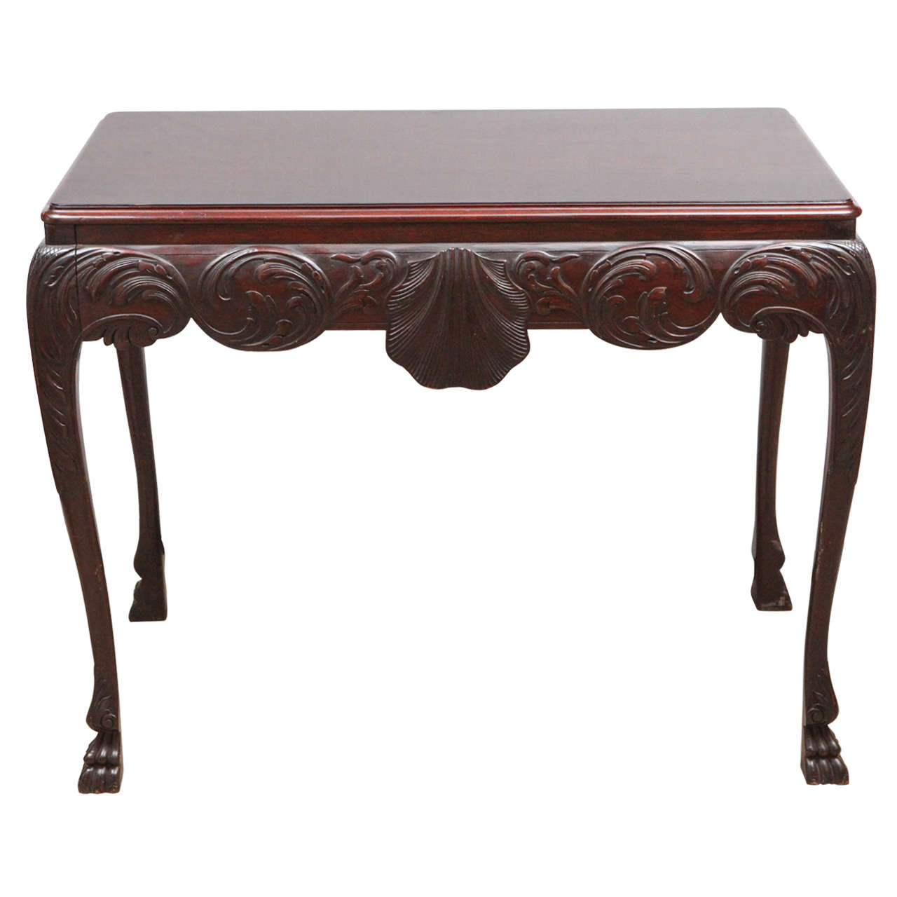 19th Century English Mahogany Console Table with Single Drawer at 1stDibs
