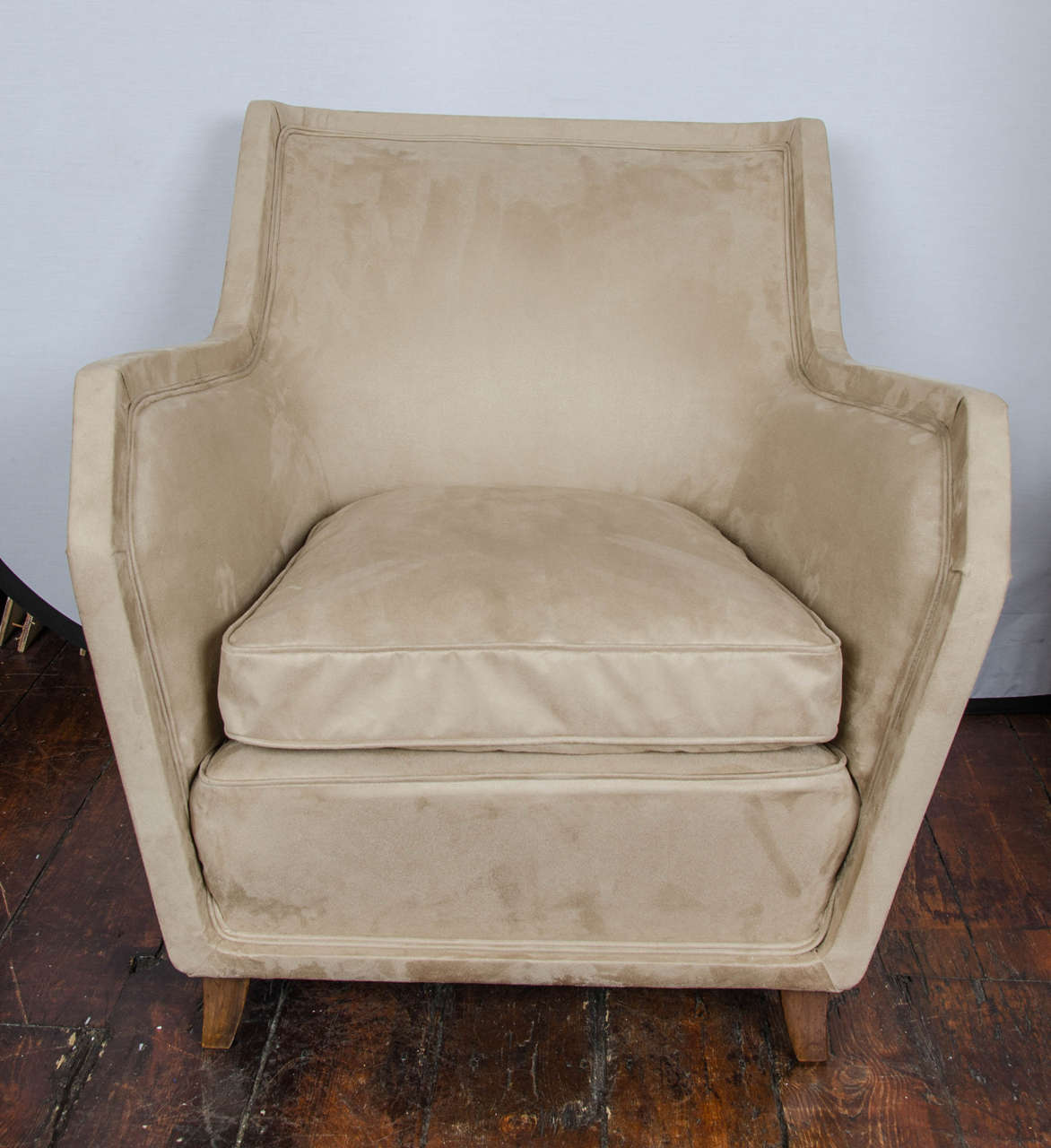 1935-1940 pair of Italian armchairs in fake suede.