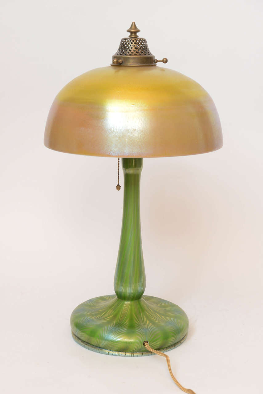 Early 20th Century Louis Comfort Tiffany Favrile Glass Table Lamp For Sale