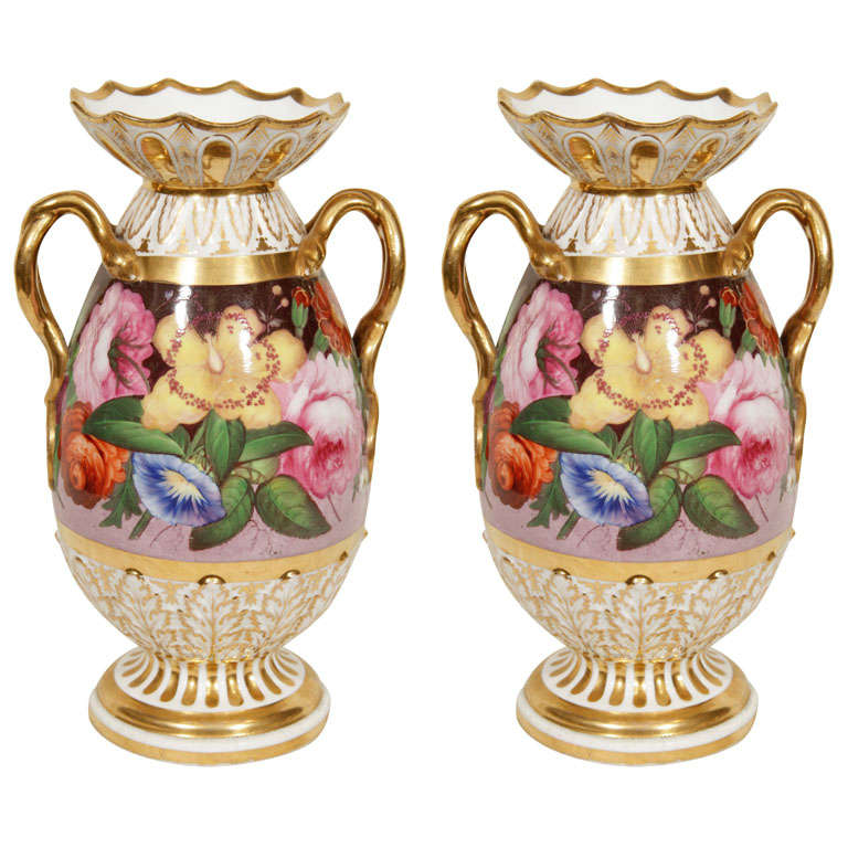 A Pair of Antique Coalport Porcelain Vases