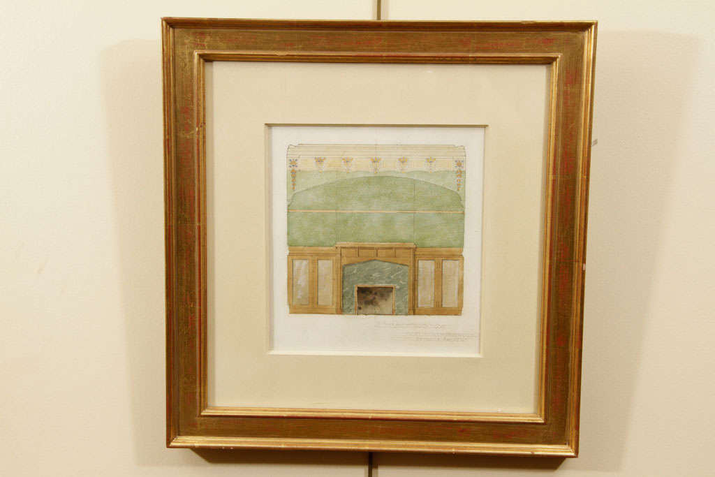 Interior design, watercolor and pencil on paper