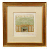 Interior design, watercolor and pencil on paper