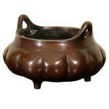 Antique Chinese Qing Dynasty Lobed Bronze Censer