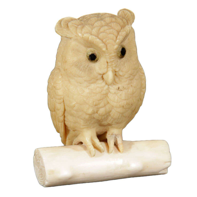 Japanese Meiji Okimono of an Owl