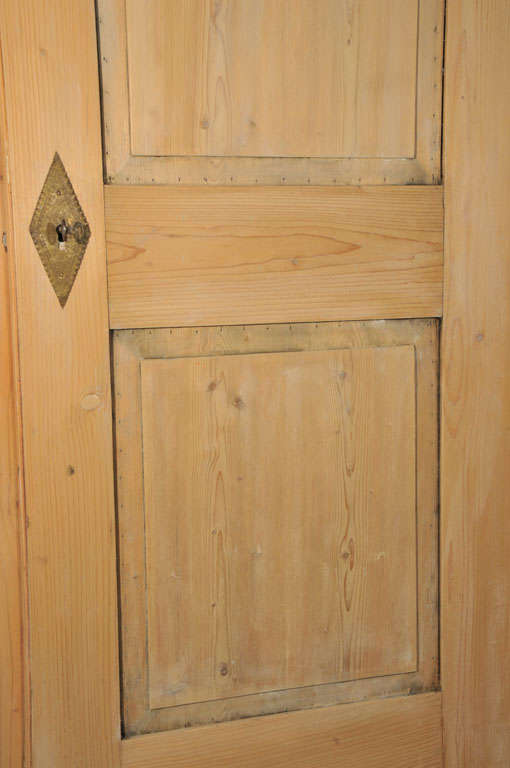 19th Century Belgian Scraped Pine Single-Door Armoire For Sale