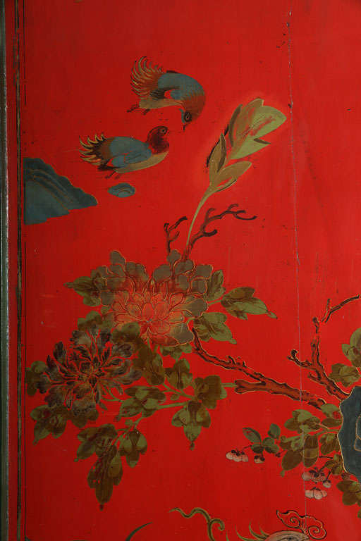 Mid-18th Century Chinese Red Lacquer Double Panel on Custom-Made Base For Sale 1