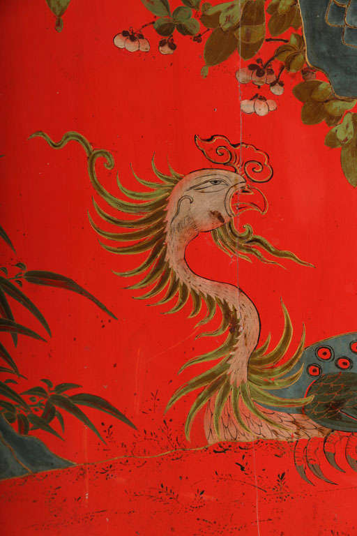 Mid-18th Century Chinese Red Lacquer Double Panel on Custom-Made Base For Sale 5