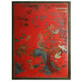 Mid-18th Century Chinese Red Lacquer Double Panel on Custom-Made Base