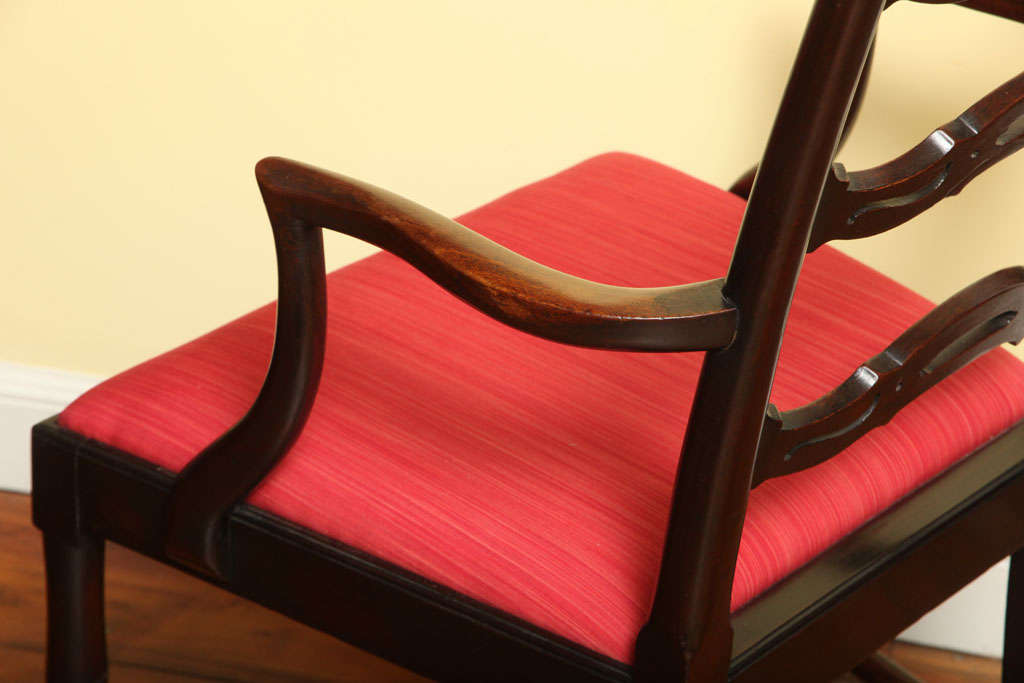 Pair of Chinese Chippendale Period Ladderback Armchairs, English, circa 1765 2