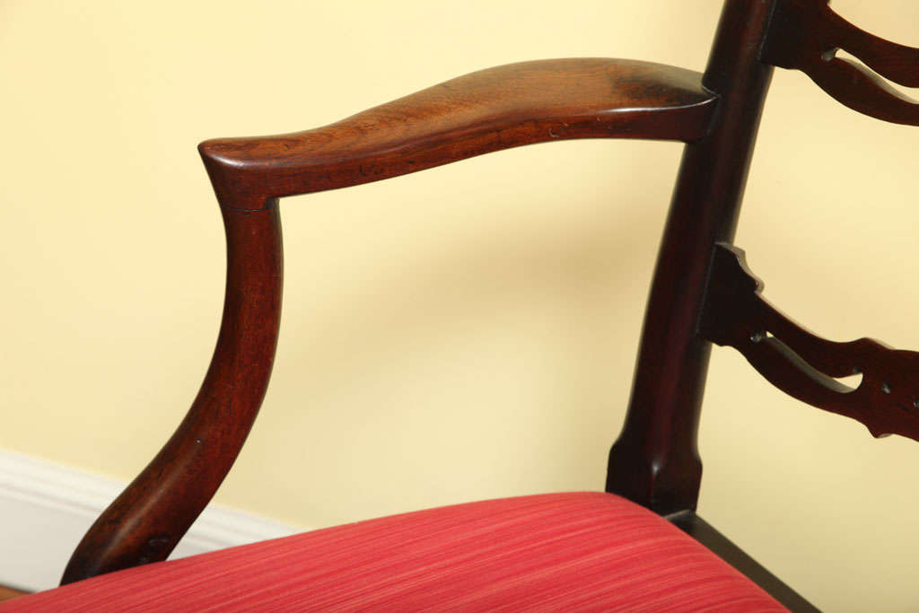 Pair of Chinese Chippendale Period Ladderback Armchairs, English, circa 1765 3