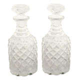 Antique Pair of Regency Diamond and Hobnail Cut Crystal Decanters, English, circa 1820
