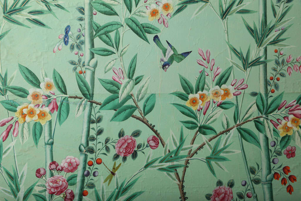 Chinese export wallpaper panel with flowers and birds, c.1820 at 1stdibs
