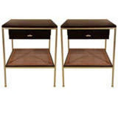 Pair of reGeneration custom ebony and caned bedside tables 1