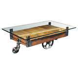 Vintage American Industrial Cart As Low Table