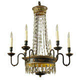 18thc. Pair Swedish Neoclassical Painted Gilt Chandelier