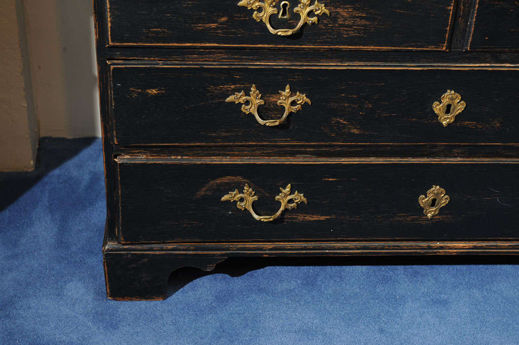 18thc. George III Black-Painted Secretary Chest of Drawers 4