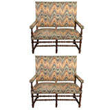 Antique A Pair of Louis XIII Style Carved and Stained Settees or Benches
