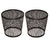 A Pair of French Industrial Metal Basket Stools