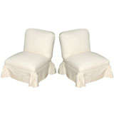 A Pair of 19th Century Napoleon III Upholstered Slipper Chairs