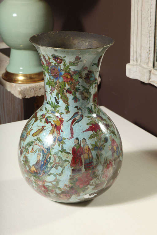 A 19th Century French Decalcomania Chinoiserie Decorated Vase
