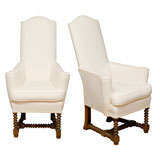 Antique Pair William & Mary Fireside  Chairs