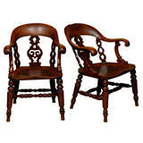 Antique Pair of "Smokers Bows" Chairs