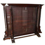 Dark Wood Screen with Adjustable Cane Panels