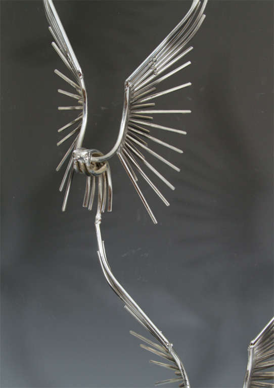 20th Century Mid Century Curtis Jere Metal Sculpture of Birds in Flight