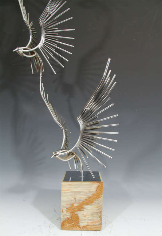 Mid Century Curtis Jere Metal Sculpture of Birds in Flight 1
