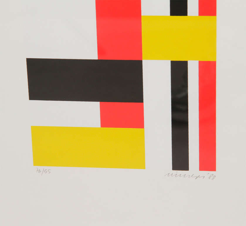 Screen Pair of Geometric Silkscreens by Jo Niemeyer
