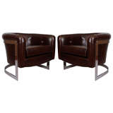 Used Pair of Mid Century Milo Baughman Barrel Back Chairs